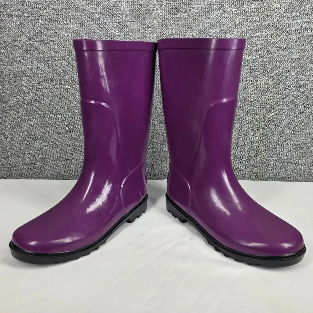 COLUMBIA CHILDREN’S DOWNPOUR RAIN BOOTS PLUM BLACK PURPLE - US SIZE 2